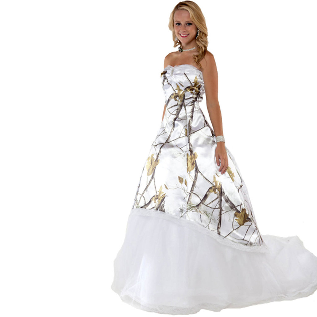 camouflage wedding dresses realtree camo wedding gown with tulle in ap snow front view WFATIOC