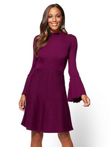 career dresses bell-sleeve sweater dress - new york u0026 company ... KVGBZAQ