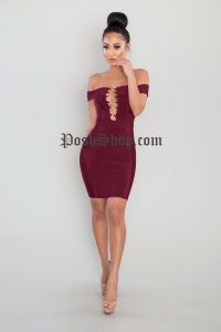 cascadia bandage dress - burgundy MYACWTM