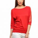 cation casual 3/4th sleeve solid womenu0027s red top HLBWLLU