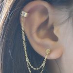 chain earrings double chain cuff earring - available in gold by olive yew. petite LOCTNYU