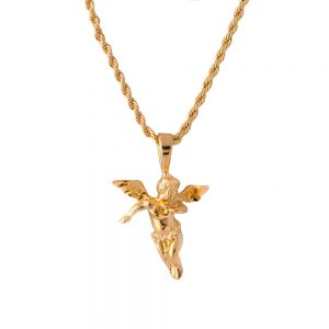 chain pendants 18k gold plated rope chain with angel pendant -lifetime warranty- made in LFBCDEW