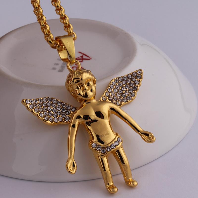 chain pendants gold chain for men bling bling hip hop jewelry micro angel piece PJDCSSV