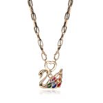 chain pendants gold swan pendants crystal swan necklaces two tone cable chains GZMZHPL