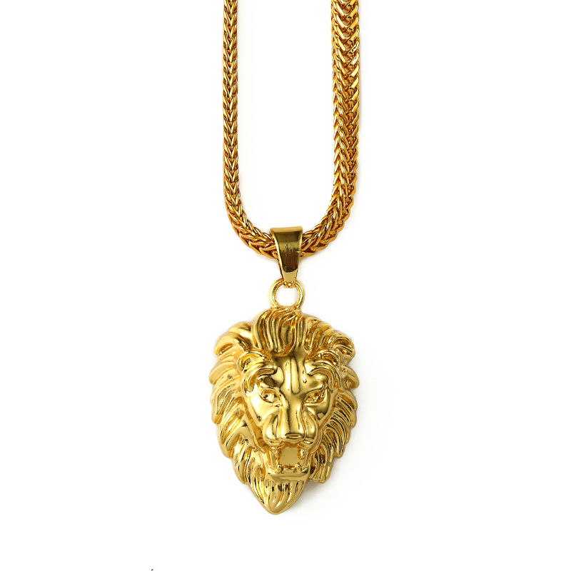 chain pendants golden lion head crown pendants necklaces men women hip hop charm franco YPBJDOK