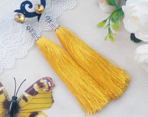 chandelier yellow earrings yellow jewelry for girl textile long earrings  for GGRIZLP