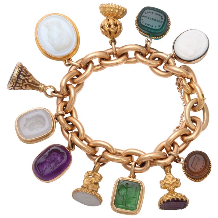 charm bracelet charms french bracelet with georgian and victorian intaglio fobs DSWDJMG