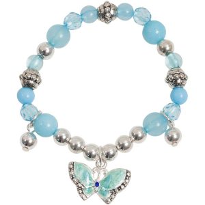 charm bracelets for girls amazon.com: pretty little girls blue enamel butterfly sparkle charm bracelet:  jewelry FHBBZWQ