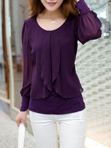 chiffon blouses falbala decoration chiffon blouse ITYKWXG