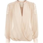 chiffon blouses nude wrap chiffon blouse (895 brl) ❤ liked on polyvore featuring tops,  blouses OLWPSGD