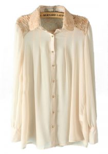 chiffon blouses white lace patchwork lapel long sleeve chiffon blouse BKHDALZ