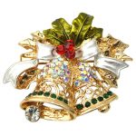 christmas brooches 2017 christmas decorations brooch rhinestone inlaid bowknot leaf decor  jingle bell OYQBMRC