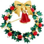 christmas brooches classic christmas wreath with bow u0026 bell swarovski crystal pin brooch GCNKYDZ