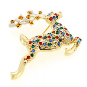 christmas brooches multicolor crystal christmas reindeer pin swarovski crystal christmas pin  brooch QUHROCZ