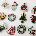 christmas brooches set of 12 christmas brooch lot/ holiday brooch / christmas tree/ snowman/ AOLBXCE