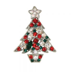 christmas brooches yuletide multi coloured austrian crystal christmas tree brooch KLPUGLT