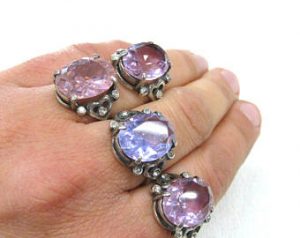 christmas gift for her vintage jewelry crystal rings for women 70s fashion LKFUVQE