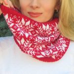 christmas scarf knit wool scarf nordic snowflake red scarf neck warmer cowl scarf circle  scarf UBNHIHF