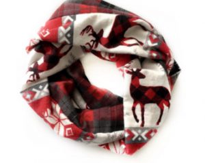 christmas scarf- plaid reindeer infinity scarf- boys scarf- girls scarf-circle  scarf UMPKBWE