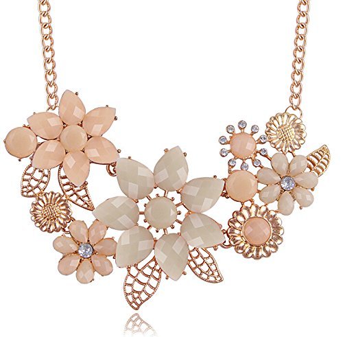 chunky necklaces beone® temperamental bohemia style flower shaped cz rhinestone bubble bib  choker TDGUEUA