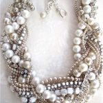 chunky necklaces chunky pearl rhinestone necklace made to order white bridal statement  champagne XHGDQIX