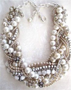 chunky necklaces chunky pearl rhinestone necklace made to order white bridal statement  champagne XHGDQIX