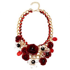 chunky necklaces zhenhui women gold chain crystal flowers charm pendant big chunky bib MEKEHDO