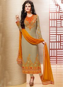 churidar suits rejoicing brown georgette party wear churidar suit GXDOCOW