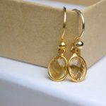 citrine earrings, gemstone earrings, citrine jewelry, pale yellow stone  earrings, november CBREVSK