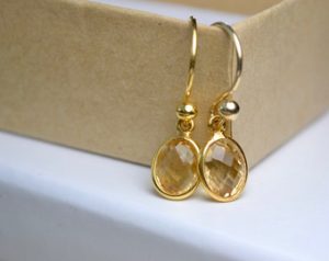 citrine earrings, gemstone earrings, citrine jewelry, pale yellow stone  earrings, november CBREVSK