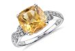citrine jewelry citrine and white sapphire ring in sterling silver (9x9mm) LKTXGYA