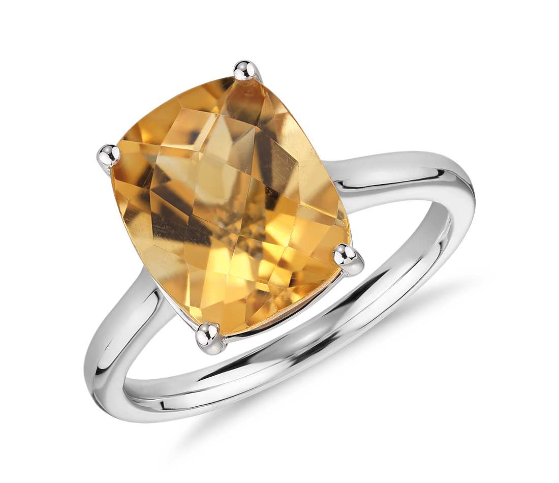 citrine jewelry citrine cushion cocktail ring in 14k white gold (11x9mm) ATXFVLY