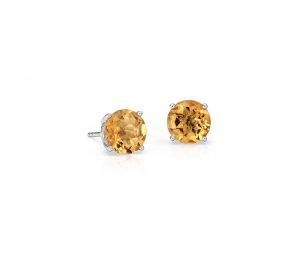 citrine jewelry citrine stud earrings in 14k white gold (7mm) YGPZDAT