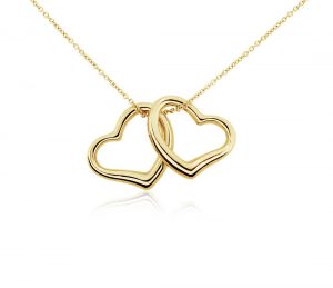 classic double heart pendant in 14k yellow gold FBRHKXN