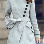 coats for women elegant stand collar candy color belt design long sleeve coat for women BWSTXAF