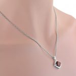 colore cushion cut garnet necklace in sterling silver ZQGPYBE