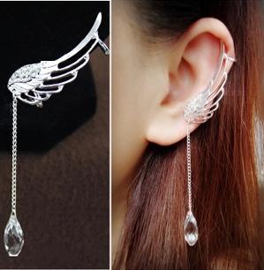 cool earrings 2017 fashion elegant angel wing crystal earrings drop dangle ear stud cool MQXHQHU