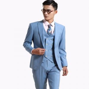 cool suits 2017 fashionable light blue one button men suits with cool vest tailored  groom DEPZFJG