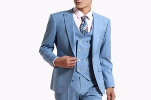 cool suits 2017 fashionable light blue one button men suits with cool vest tailored  groom DEPZFJG