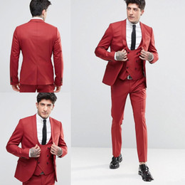 cool suits new fashion handsome groom tuxedos shawl lapel one button three pockets  groom suits SMYVEFG
