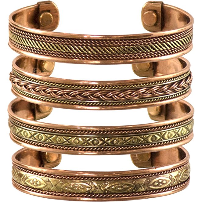 copper bracelet amazon.com: set of 4 tibetan copper bracelets magnetic india pattern  womenu0027s QATKEYD