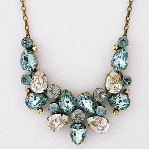 costume jewelry crystal pear drop statement necklace. sorrelli afterglow collection. color  for brides, RZLRNZM