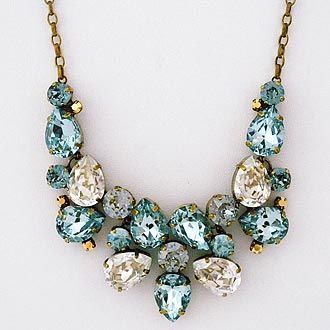 costume jewelry crystal pear drop statement necklace. sorrelli afterglow collection. color  for brides, RZLRNZM