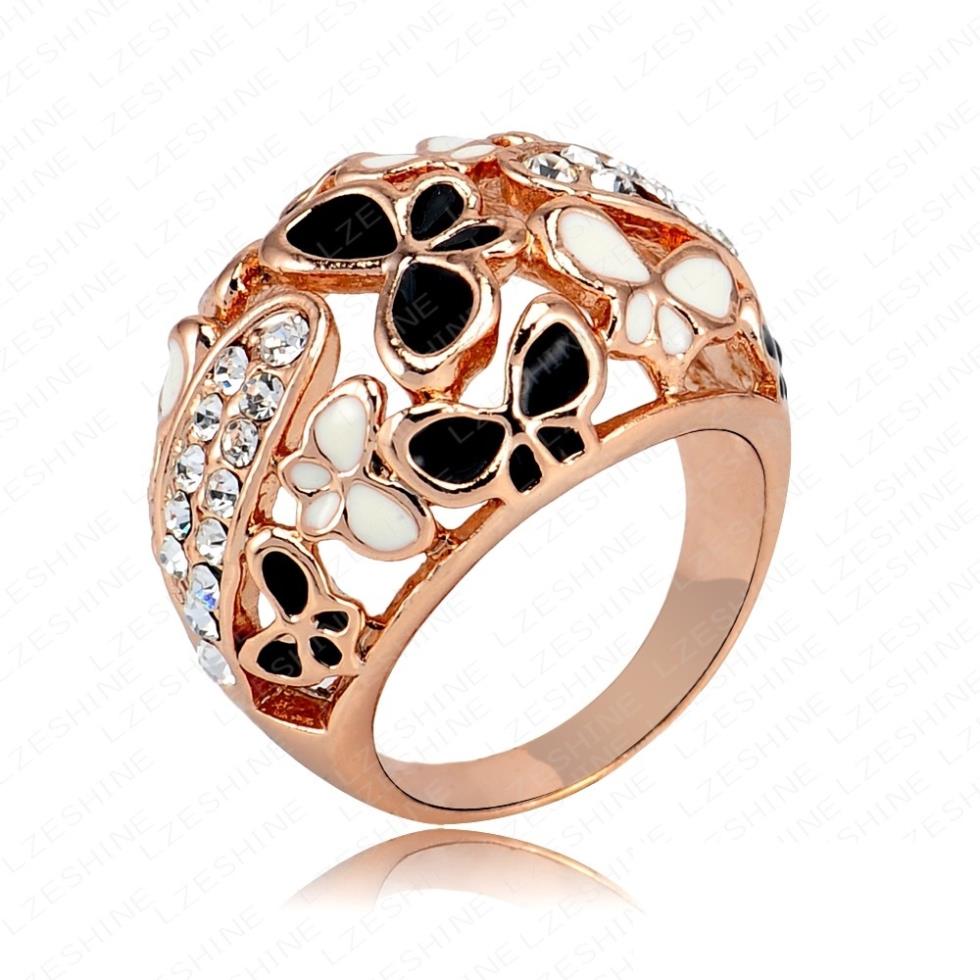 costume jewelry rings big ring costume jewelry real rose gold color beautiful enamel butterfly URXWJOG