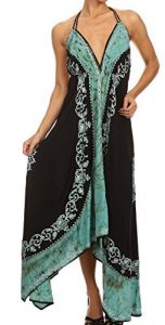 cruise dresses sakkas 7541 serenity embroidered batik dress - black / mint - one size HVIGTSV