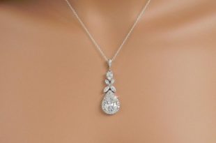 crystal bridal necklace, rose gold wedding jewelry, crystal drop bridal  necklace XTPUORX