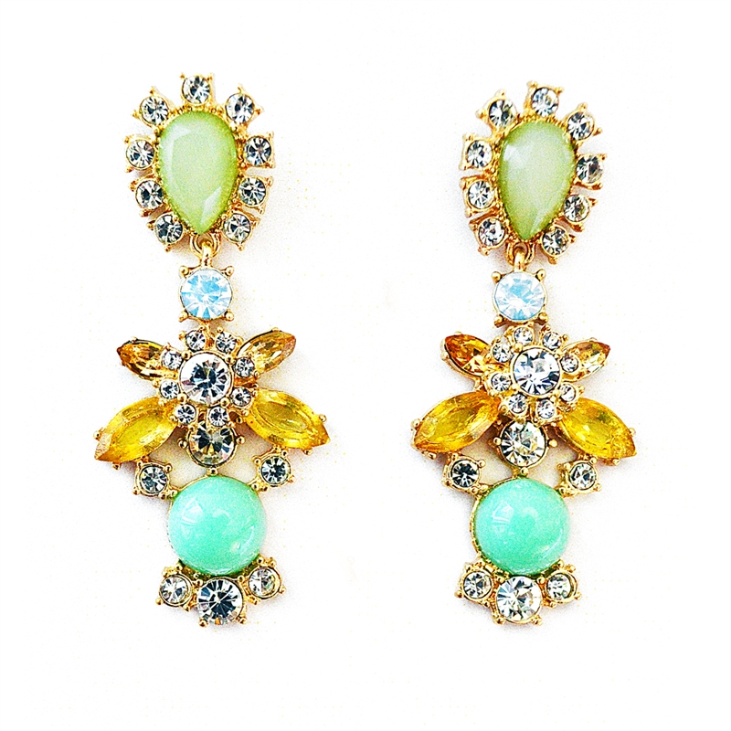 crystal drop earrings, mint green earrings, yellow earrings, chandelier  earrings, crystal AWFQPCM