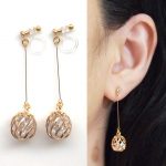 crystal in gold cage invisible clip on earrings, dangle crystal clip ULTRQZM