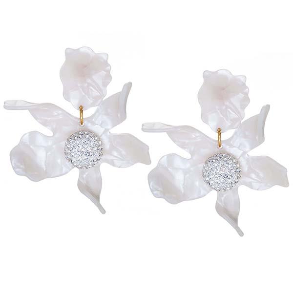 crystal lily flower earrings THVAYDD
