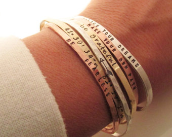 cuff bracelets one skinny cuff bracelet - handstamped bracelet - mantra - inspirational DSIKVCU